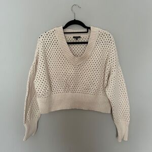 Cropped Mesh Knit Sweater